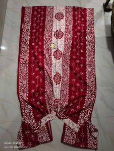 Red & White Floral Batik Fabric