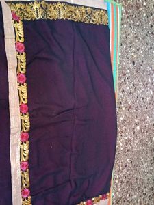 Elegant Dark Purple Embroidered Saree