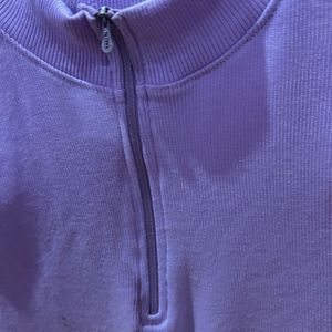 Lavender Zip Ribbed Top