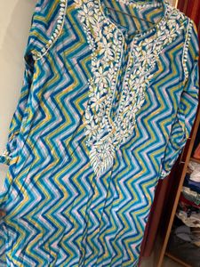 Embroidered Chevron Print Kurti