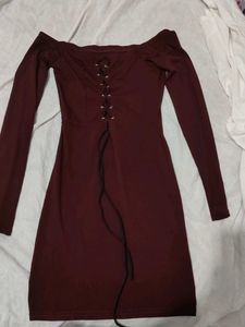 Burgundy Off-the-Shoulder Dress