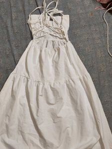 Newme White Tie detailing Backless Maxi Dress