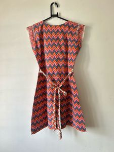 Peach and Pink Patterned Kurta