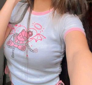 Cute Pink &amp; White Crop Top