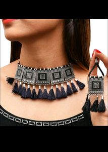 Fancy Alloy Black and Silver Jewellery