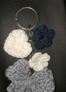 Crochet Flower &amp; Heart &amp; Bow Keychain