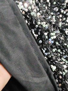 Shein Party Silver Puff Sleeves Embellished Dress