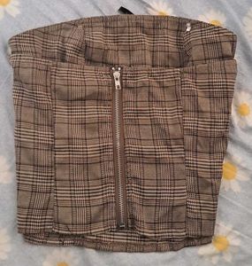 Plaid Strapless Corset Top
