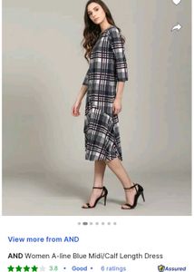 A-line Checked Print Midi Dress