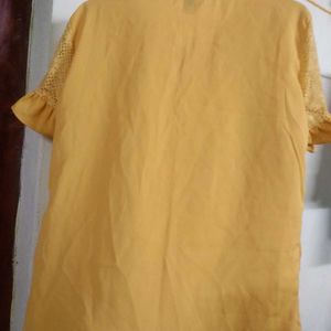 Shein Yellow Lace Sleeve Blouse