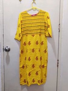 Yellow Printed Kurti