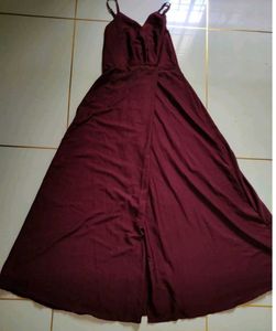 Burgundy V-Neck Maxi Dress