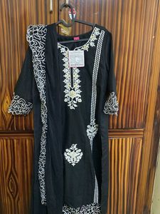 Elegant Black Embroidered Kurta Set