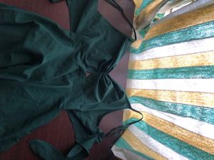 Green back open sexy dress