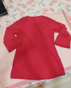 Red Embroidered Kurta