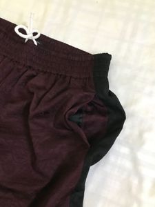 Maroon Wide Leg Pants With Slit Waist 30