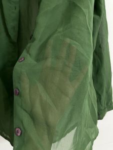Green Button-Down sheer Shirt