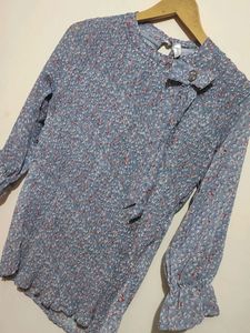 Grey Top Floral Print For Girl  8-10 Year, 30 Bust