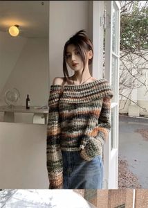 Chic Off-Shoulder Blue Knit Sweater