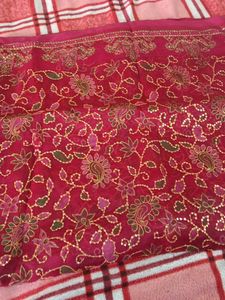 Red Embroidered saree