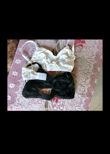White And Black Bra Penty Set.Unused
