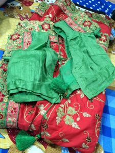 Red Embroidered Saree