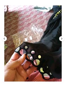 Black Mirror Embroidery Saree With Silver Blouse