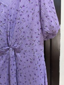 Knotted Floral Lavender Midi Dress