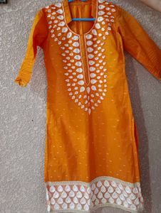 Orange Embroidered Kurta