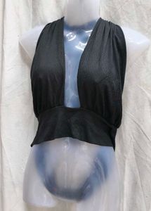 272011. Black Halter Crop Top