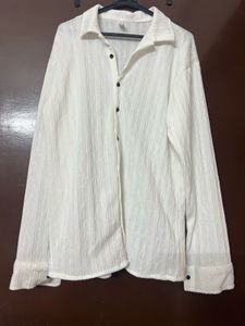 Textured White Button-Down