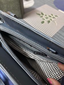 Blue Patent Leather Top Handle Bag