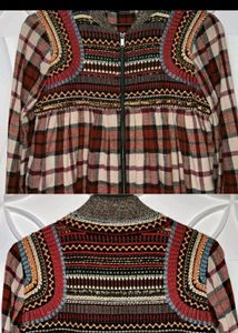 Boho Plaid Zip-Up Jacket