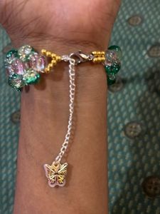 Green &amp; Clear Beaded Bracelet