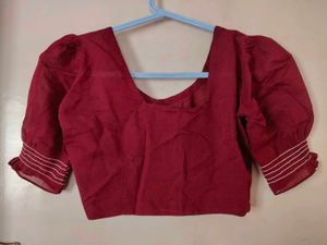 Burgundy Puff Sleeve Blouse