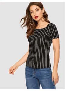 Shein, Round Neck Style- Elegant striped  top