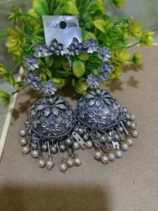 Silver Jhumka Earrings