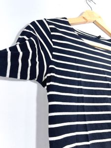 Black &amp; White Stripes Boat Neck Top (Women)