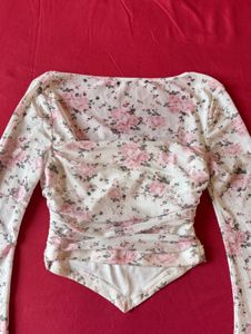 Savana White Floral Mesh Top