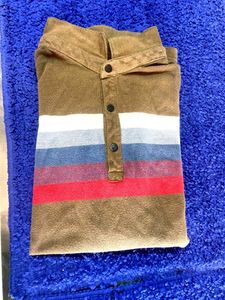 Striped Button Up Polo Shirt