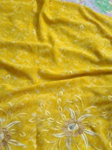 Yellow Sareewith Silver Sides