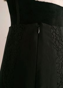 Black Lace Detail Skater Mini Skirt