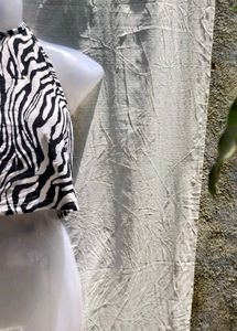 I. Zebra Print Halter Top