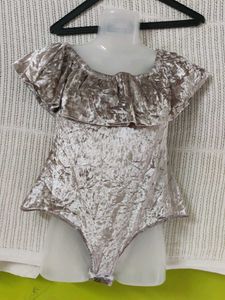 Cute Velvet Bodysuit Top