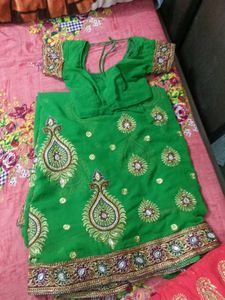 Green Embroidered Saree with Blouse