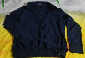Navy Blue Wrap Blouse
