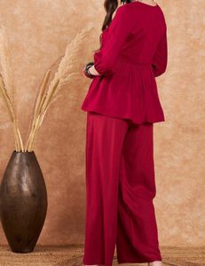 Maroon Embroidered Co-Ords Set