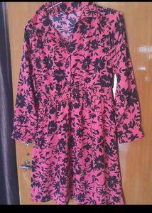 Pink Floral Print Dress