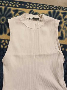 ZARA Women White Sleeveless Top