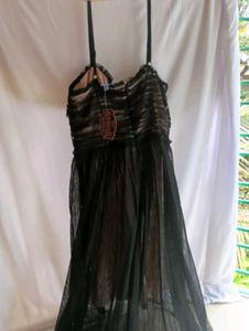 Black Mesh Overlay Dress